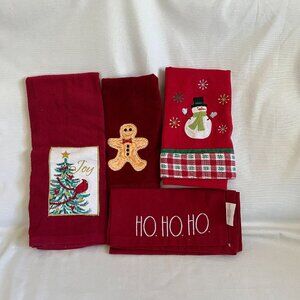 Christmas-Themed Embroidered Kitchen Towels Set Of 4